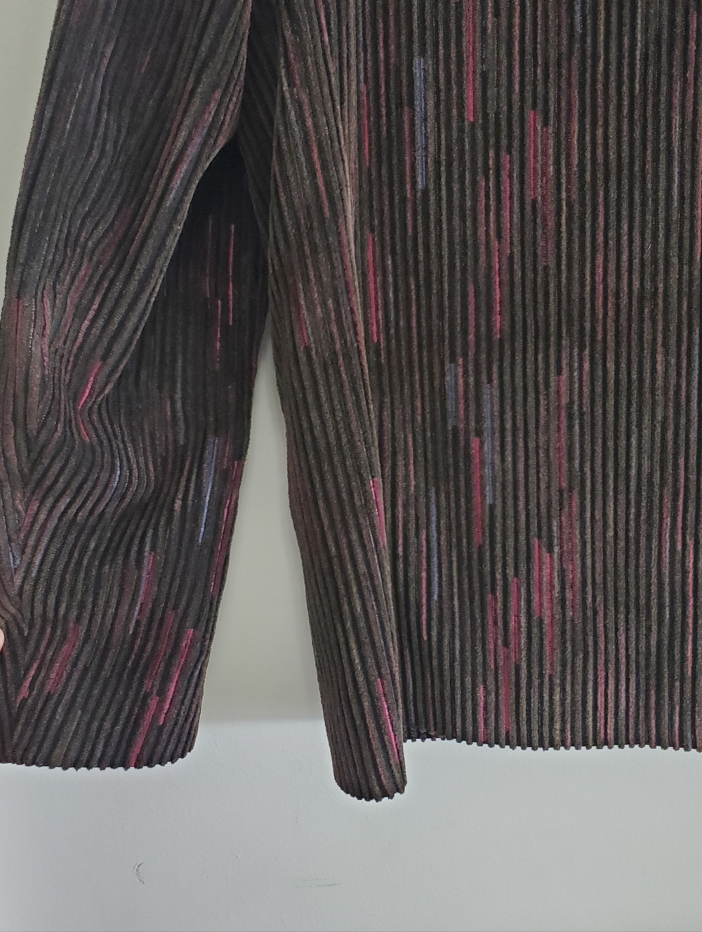Vintage 60s Large Cord Suit Jacket Brian Tucker Dublin Black Coat Pink Stripes - Picture 9 of 16